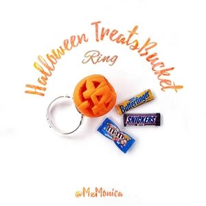 HANDMADE Jack-o'-lantern Trick-or-Treat Pumpkin Holder Candies Ring